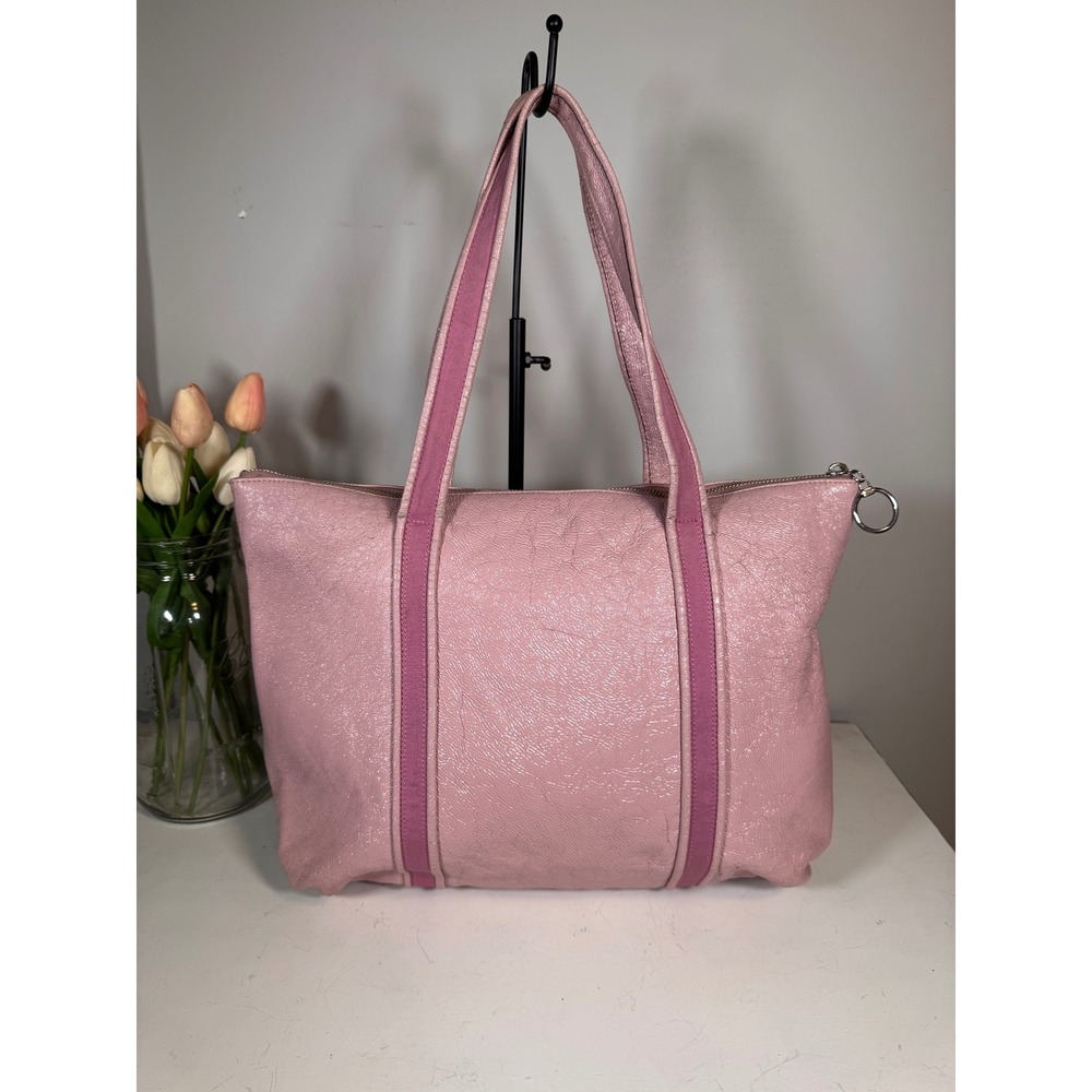Coach Poppy Pink Leather Tote Bag Metallic Trim Ring Pulls 14531 - Picture 2 of 11